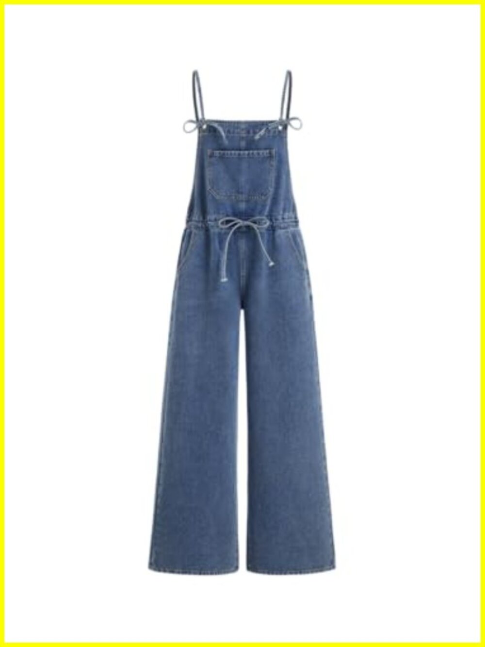 Women's Denim Overalls Bowknot Adjustable Straps Square Neck